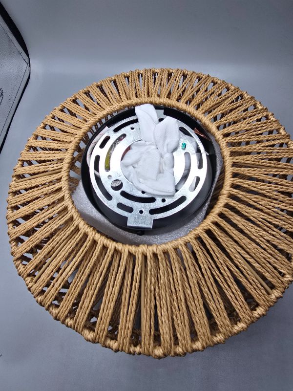 Photo 1 of HUISHU Boho Flsuh Mount Ceiling Light,Mini Ratten Ceiling Light Fixture,Hand Woven Wicker Small Chandelier for Hallway Bedroom Kitchen Entryway Living Room