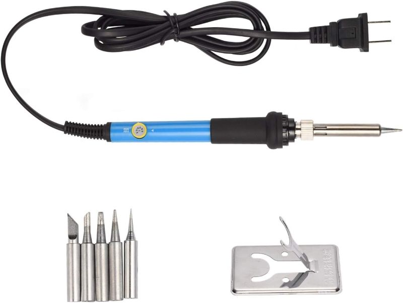 Photo 1 of Electronics Soldering Iron Kit?60W 110V Adjustable Temperature Welding Tool Set, 5pcs Different Soldering Tips, Stand