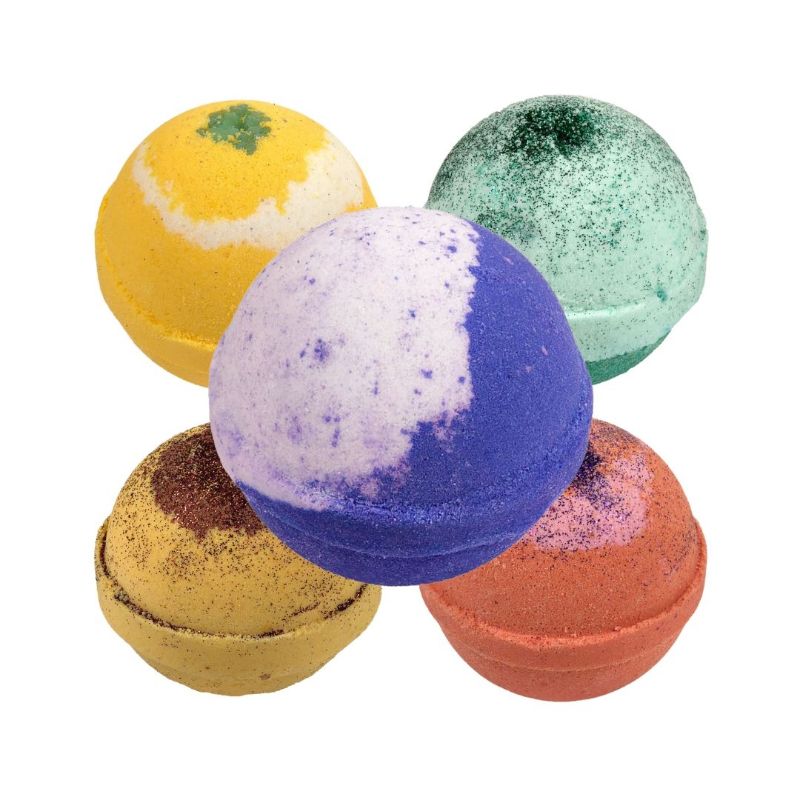 Photo 1 of 5 Pack Random Fruity Bath Bombs Fragrances: Festival, Pear Raspberry, Gold & Glitter, Grape Soda, Monkey Farts, Cucumber Melon, Apple Orchard, Mango Delight, Bergamot Lime, Pina Colada, Watermelon Glitter, Lemongrass New