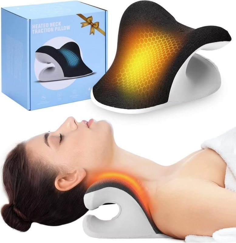 Photo 1 of Liipoo Heated Neck Stretcher with Magnetic Therapy Pillowcase, Neck and Shoulder Relaxer Pillows, Cervical Traction Device for Relieve TMJ Headache Muscle Tension Spine Alignment.