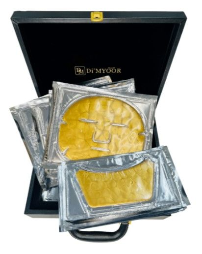 Photo 2 of 24k Gold Face and Neck Deep Tissue Mask Set Infused with 24k Gold Leaf Replenish Skin Reduce Signs of Aging Vitamins Lymphatic Drainage Improve Blood Circulation Increase Elasticity Skin Renewal Natural Glowing Skin Includes 12 Face and 12 Neck Sheets New