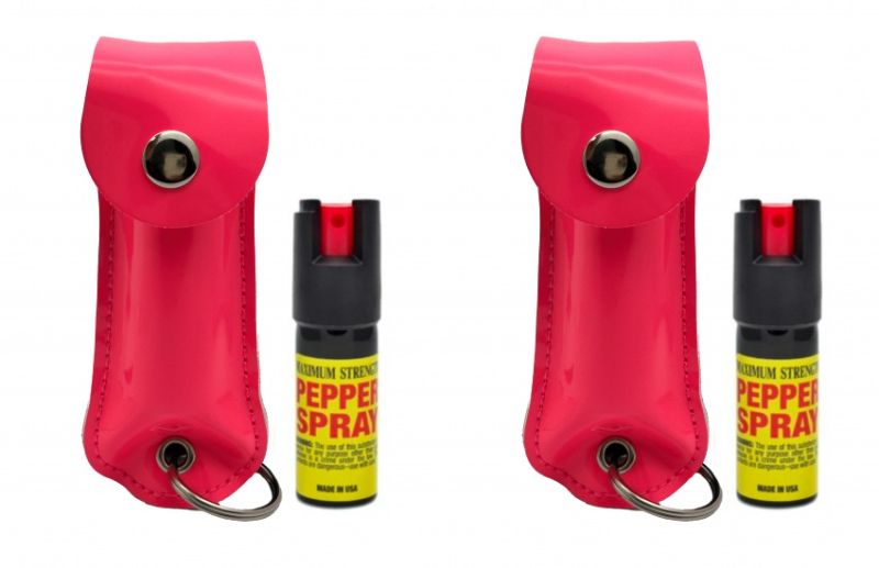 Photo 1 of 2 Pack Hot Pink Self Defense Cheetah Pepper Spray Maximum Strength 12ft Range UV Dye