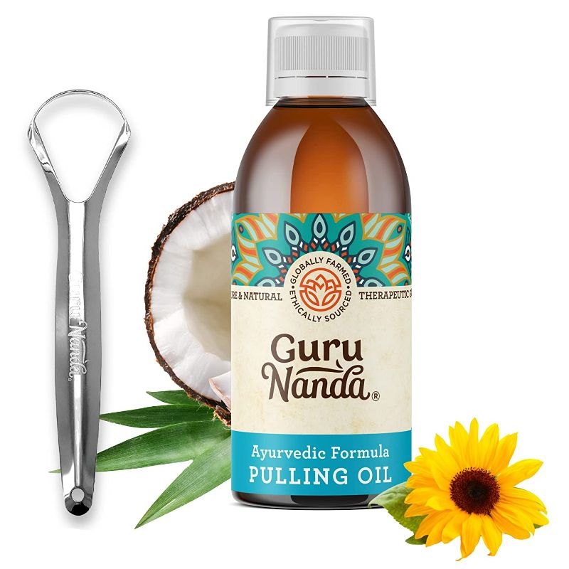 Photo 1 of GuruNanda Original Oil Pulling - Alcohol & Fluoride Free, Natural Mouthwash - Ayurvedic Blend for Healthy Teeth & Gums, Natural Teeth Whitening and Fresh Breath - Unflavoured Oral Rinse (8.45 fl.oz)