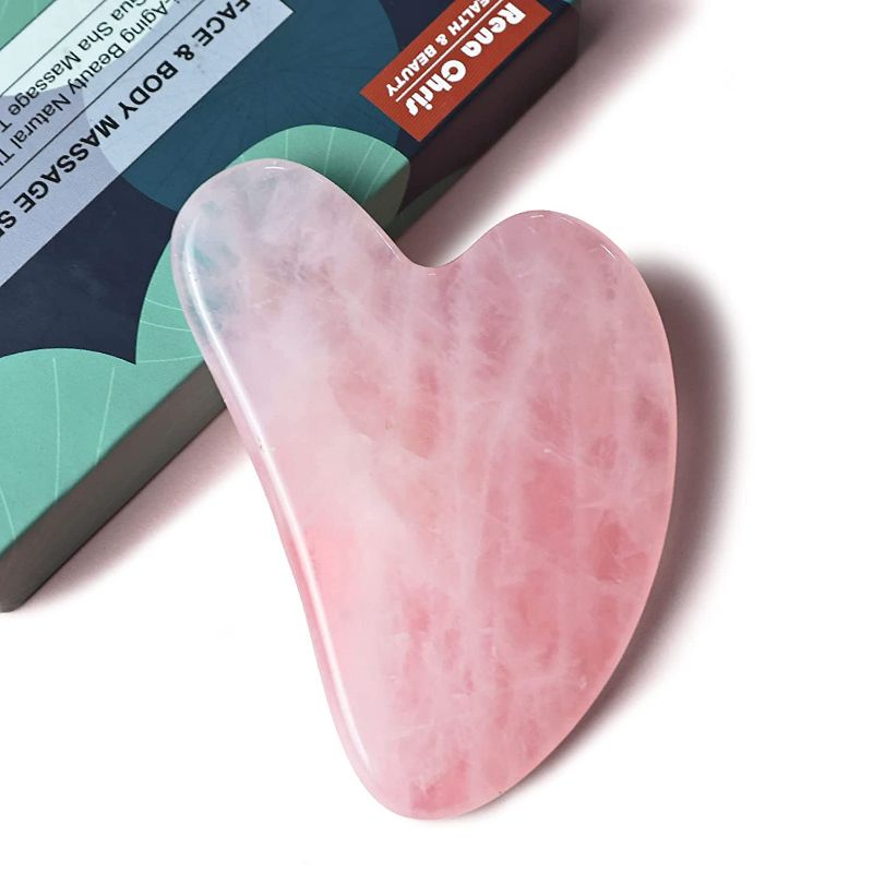 Photo 1 of Rose Quartz Gua Sha, Natural Jade Gua Sha Facial Tools for SPA Acupuncture, Pink Gua Sha Stone for Body Face Neck and Eye, Skin Care Gift for Woman
