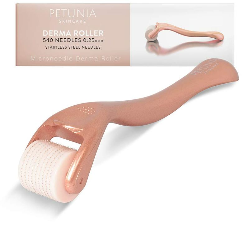 Photo 1 of Rose Gold Derma Roller 0.25mm 540 Stainless Steel Needles, Microdermabrasion Instrument