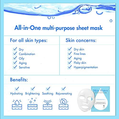 Photo 2 of SKIN WATER All in One Moisturizing Facial Sheet Mask, 6 Pack of Face Sheet Masks; Made in Korea, K beauty Facial Mask Sheet; Hydrating, Soothing; For all skin types