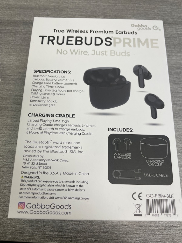 Photo 5 of Gabba Goods Truebuds Prime True Wireless Earbuds with Charging Case and Smart Touch Control, Voice Assistant, HiFi Stereo Sound, Sweat Resistant
