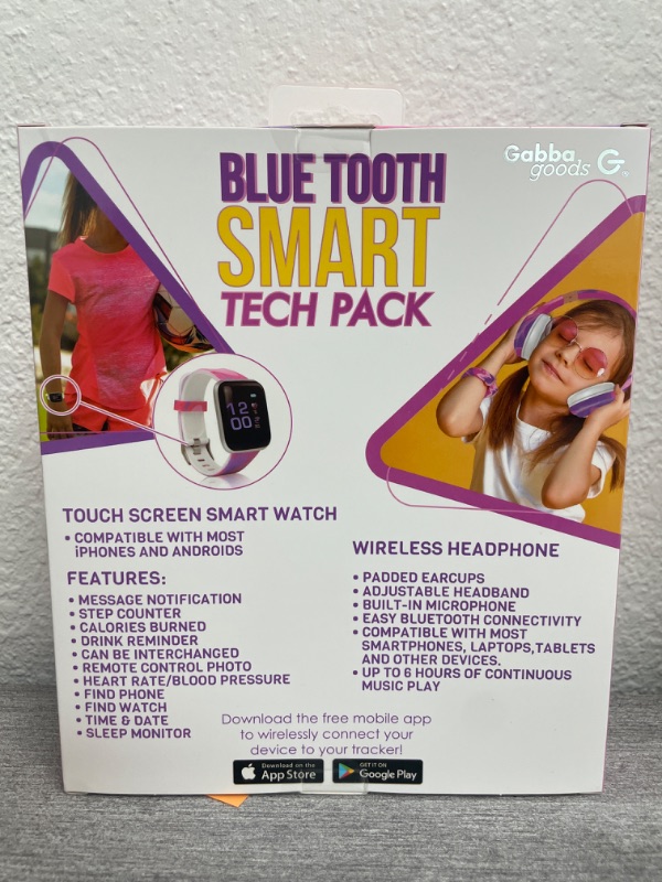 Photo 2 of Gabba goods Bluetooth smart tech pack pink swirl watch and watch new