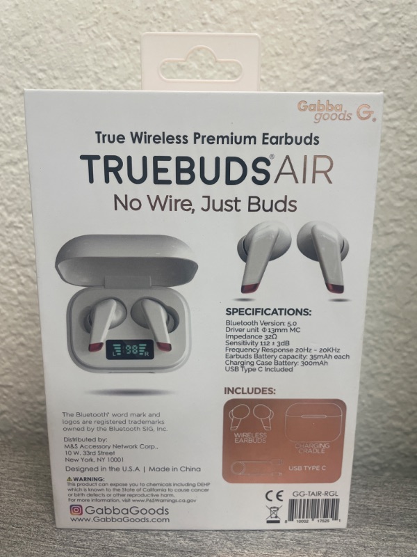 Photo 3 of Gabba Goods Tech Accessories TrueBuds Air with LCD Charging Case - White/Rose Gold, Size One Size - White/ Rose Gold at Nordstrom Rack
