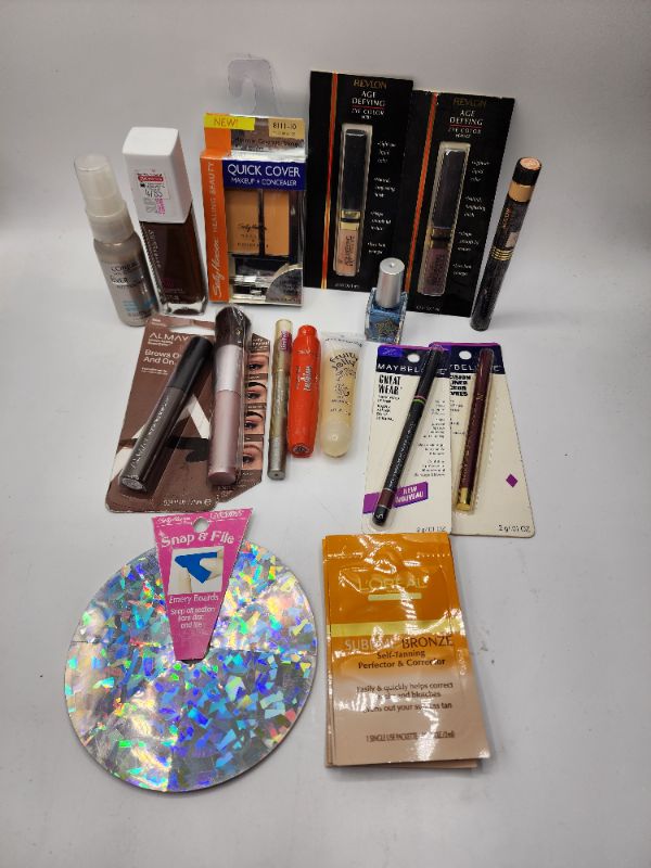 Photo 1 of Miscellaneous Variety Brand Name Cosmetics Including ((Sally Hanson, Loreal, Maybelline, Almay, Mally, Fruity Jelly, Revlon)) Including Discontinued Makeup Products