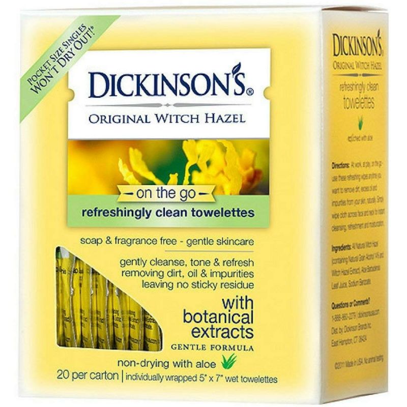 Photo 1 of Dickinson's Cleansing Cloths, Original Witch Hazel, Refreshingly Clean, Singles - 20 cloths