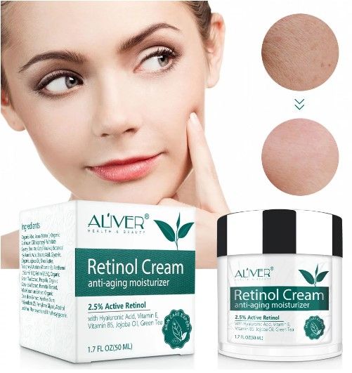 Photo 1 of ALIVER Retinol Cream for Face, Facial Moisturizer with Vitamin E & Hyaluronic Acid for Anti Aging & Wrinkles, Day and Night Face Cream, Retinol Body Lotion for All Skin Types 1.7 fl.oz
