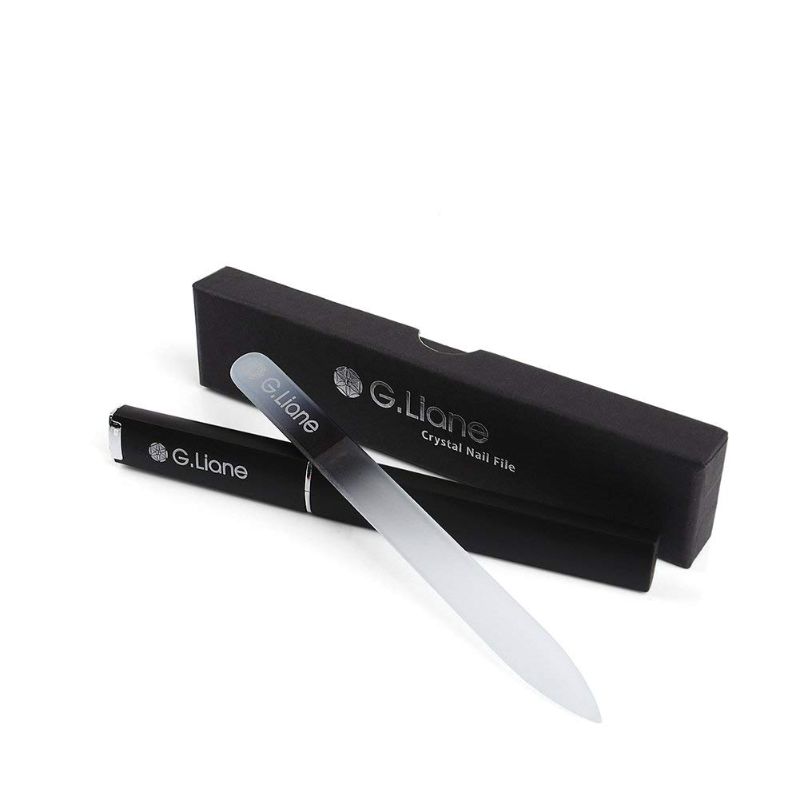 Photo 1 of Crystal Glass Nail Files - G.Liane Professional Double Sided Etched Glass Nail File with Case for Shaping The Natural Nails and Artificial Nails Manicure Pedicure Nail Care Gift Set (Rainbow Black)
