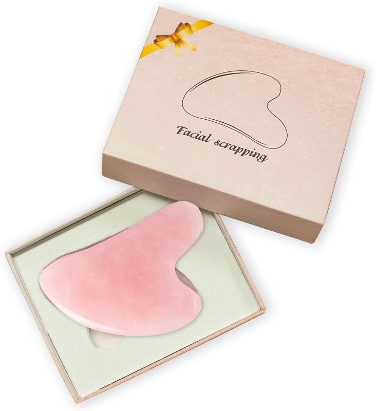Photo 3 of Gua Sha Facial Tools - Natural Jade Stone Guasha Massage Tools, Beauty Skin Care Heart Shape Facial Massager Scrapping Board, for Face and Body, for SPA Acupuncture Therapy Trigger Point Treatment
