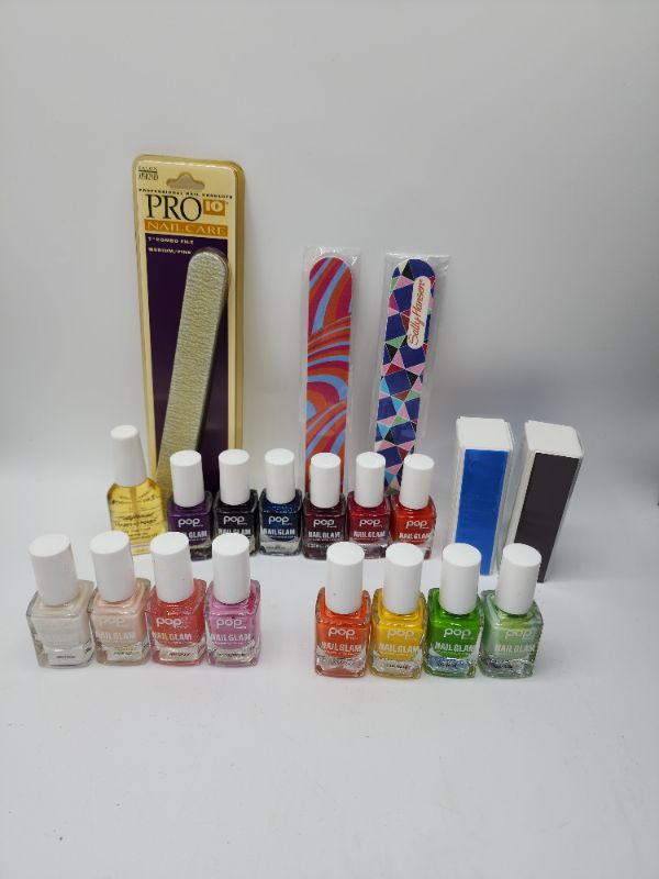 Photo 1 of 20 Set Nail Polish with 2 Buffers & 3 Files Brands Pop, Sally Handsen, Deep Sea, & Pro 10