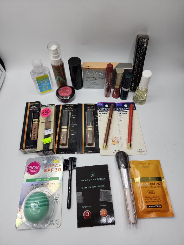 Photo 1 of Miscellaneous Variety Brand Name Cosmetics Including ((Loreal, Eos, Vincent Longo, Elf, Mally, Revlon, Maybeline, Almay)) Including Discontinued Makeup Products 