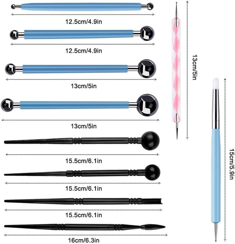 Photo 2 of 18Pcs Modeling Sculpting Tools Dotting Tools, Ball Stylus, Rubber Tips, Tools for  Art Carving 