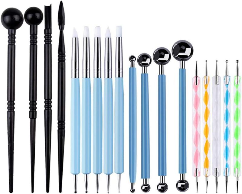 Photo 1 of 18Pcs Modeling Sculpting Tools Dotting Tools, Ball Stylus, Rubber Tips, Tools for  Art Carving 