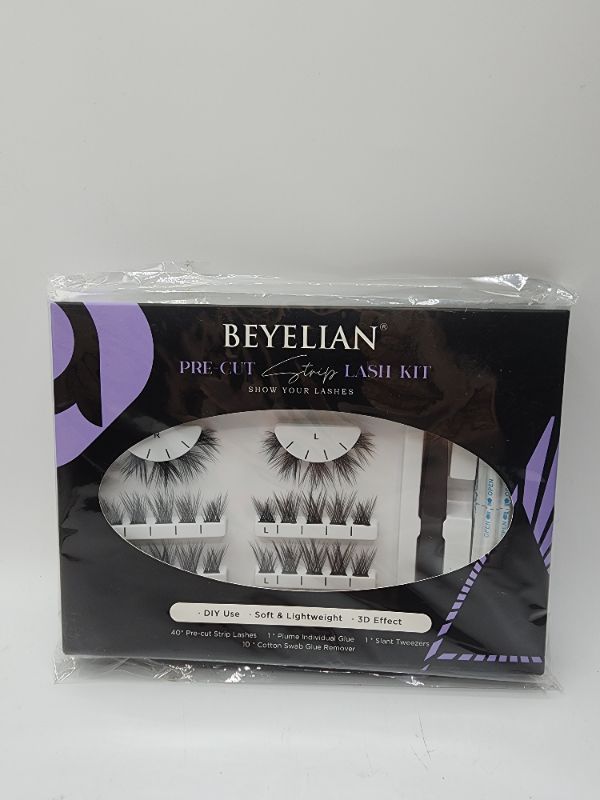 Photo 1 of Beyellian Perfect Lash Kit 40 Precut Lash Strips 1 Glue 1 Tweezer 10 Cotton Swab Glue Removal 
