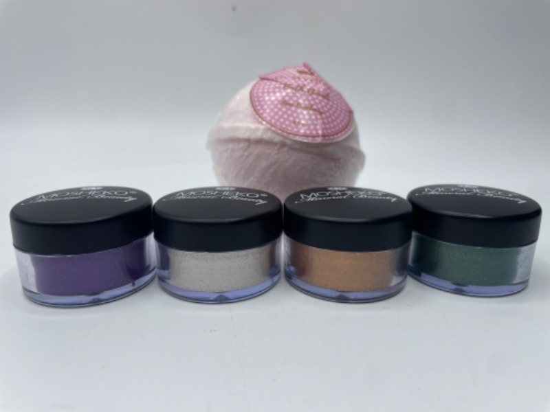 Photo 2 of Dimyoor Pink Bath Bomb And 4 Pack Mosheko Pigment Eyeshadows In Colors Cypress, Purple ,Glodious & Topaz