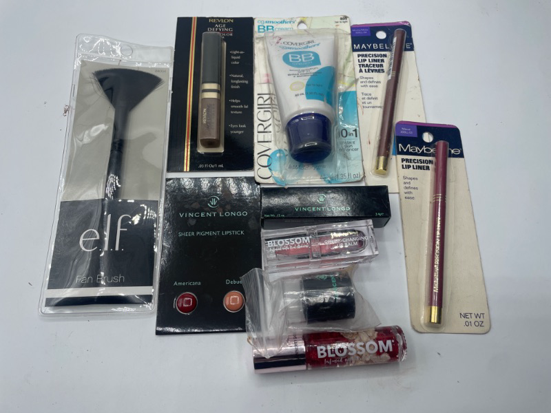 Photo 1 of Miscellaneous Variety Brand Name Cosmetics Including (E.L.F, Vincent Longo, Revlon,Blossom, Maybelline) And Discontinued Items