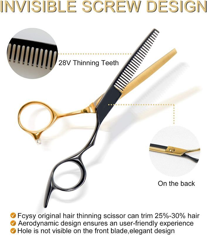 Photo 3 of Hair Thinning Scissors Thinning Shears, Professional Barber Thinning Scissors for Cutting Hair, Fcysy Thinning Shears Blending Shears Hair Layering Texturizing Scissors for Women Men