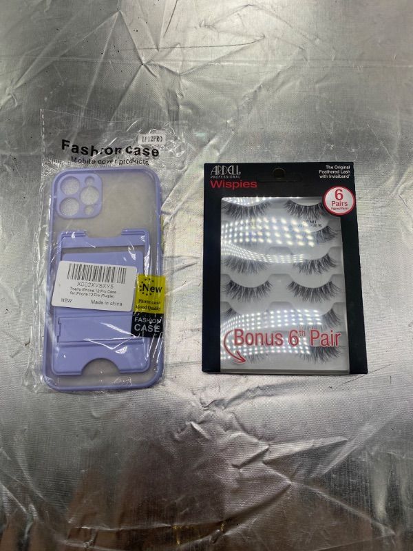Photo 2 of Ardell False Eyelashes Demi Wispies Black, 1 pack (5 pairs per pack) and a iphone case for 12 pro purple 
