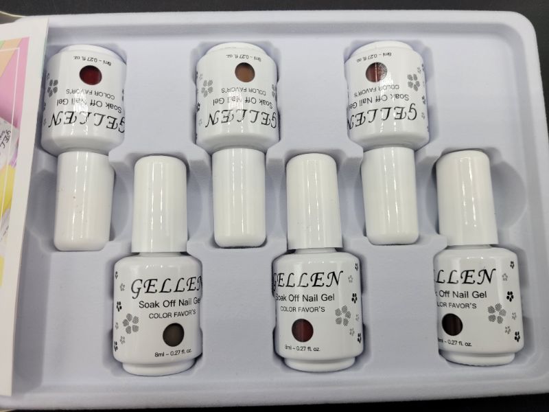 Photo 2 of Gellen Gel Nail Polish Kit, 6 Colors Brown Reds Gel Polish Set, Trendy Fall Winter Season Home/Salon Nail Gel Polish Manicure Kit