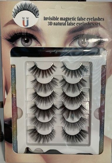 Photo 1 of Invisible Magnetic False Eyelashes Set NIB 3D Natural False Eyelashes
