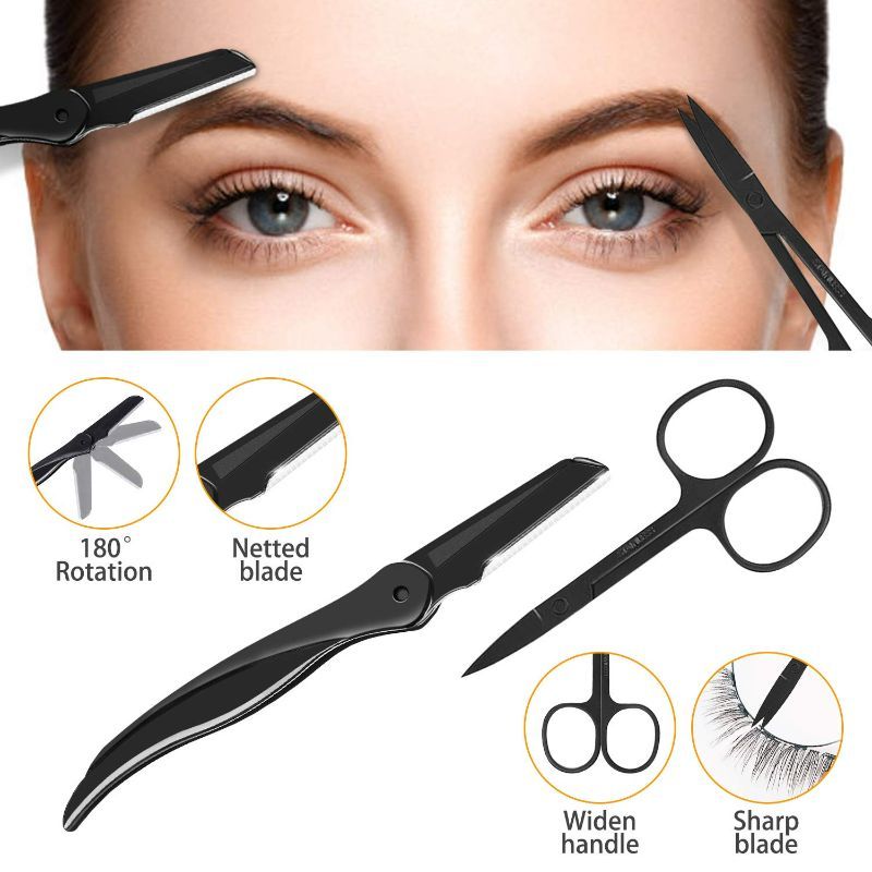 Photo 1 of Eyebrow Tweezers Set, HOCOSY 7 in 1 Eyebrow Kit includes Eyebrow Scissors, Brush, Eyebrow Razor, Stainless Steel, Best Precision Eyebrow Shaper Trimmer for Ingrown Hair with Leather Travel Case