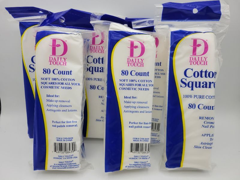 Photo 1 of 100% Soft Cotton Pads for Makeup Removal, Face - 6 Pack Bundle Premium Cotton Squares (80 Count Per Bag) | Facial Wipes Cleansing Exfoliating Sensitive Skin