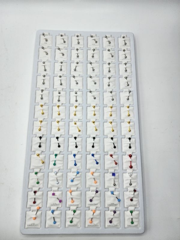Photo 1 of 361L Surgical Piercing, Straight Bar Piercings - Plated Bar Colors Gold, Black, Red, Gree, Blue - Variety Ball Colors  