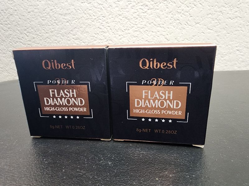 Photo 1 of 2 Pack Qibest 3D Flash Diamond Powder 1 03 Gold Sand and 1 05 Sunlight Kiss New 