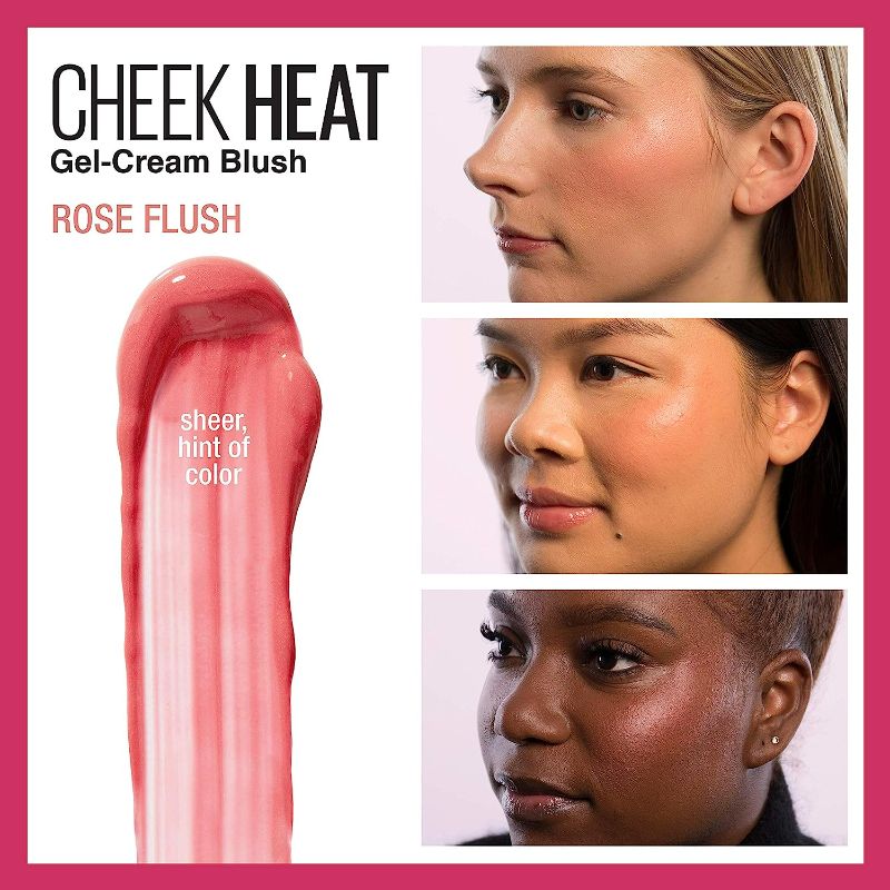 Photo 2 of 2 Pack Maybelline New York Cheek Heat Gel-Cream Blush Makeup, lightweight, Breathable Feel, Sheer Flush Of Color, Natural-Looking, Dewy Finish, Oil-Free, Rose Flush