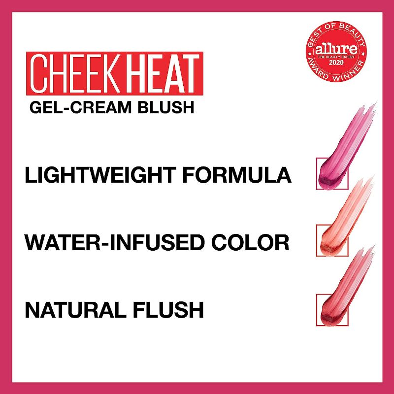 Photo 3 of 2 Pack Maybelline New York Cheek Heat Gel-Cream Blush Makeup, lightweight, Breathable Feel, Sheer Flush Of Color, Natural-Looking, Dewy Finish, Oil-Free, Rose Flush