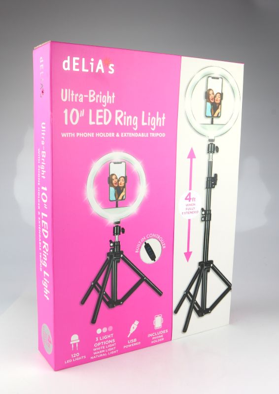 Photo 2 of dELIA’s Extendable Selfie Ring Light 10 Inches USB Powered Multi Light Effects and Brightness Built In Remote New 