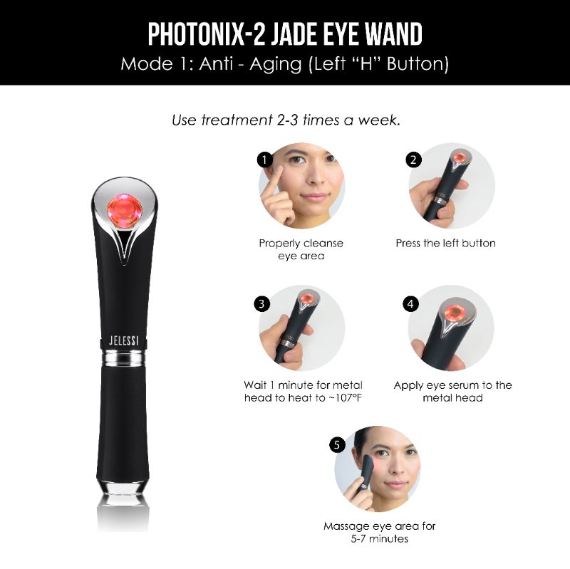 Photo 5 of Photonix-2 Jade Eye Wand Ultimate Eye Relaxation Tool De Stress Relax Facial Muscles Therapeutic Vibrations Stimulate Blood Flow Reduce Fine Lines and Wrinkles Red Light Collagen Production New 
