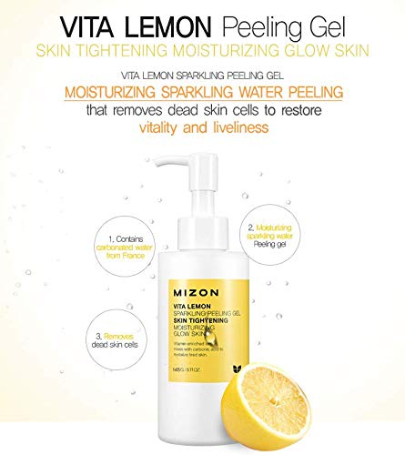 Photo 3 of MIZON Vita Lemon Peeling Gel, Lemon Peel Oil and Sparkling Water, Skin Tightening, Moisturizing, Skin Vitality, Removes Dead Skin Cells (150g/ 5.3 Oz)
