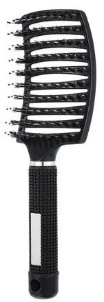 Photo 1 of Boar Bristle Hair Brush with Massage Pins Soft Bristle Easy to Clean Massages Scalp Detangles Hair New 