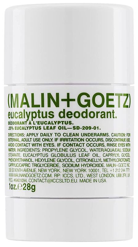 Photo 1 of Malin + Goetz Eucalyptus, Bergamot, and Botanical Deodorant, with natural ingredients, effective odor and sweat protection, all skin types, no residue or stains, no aluminum, alcohol 1oz 