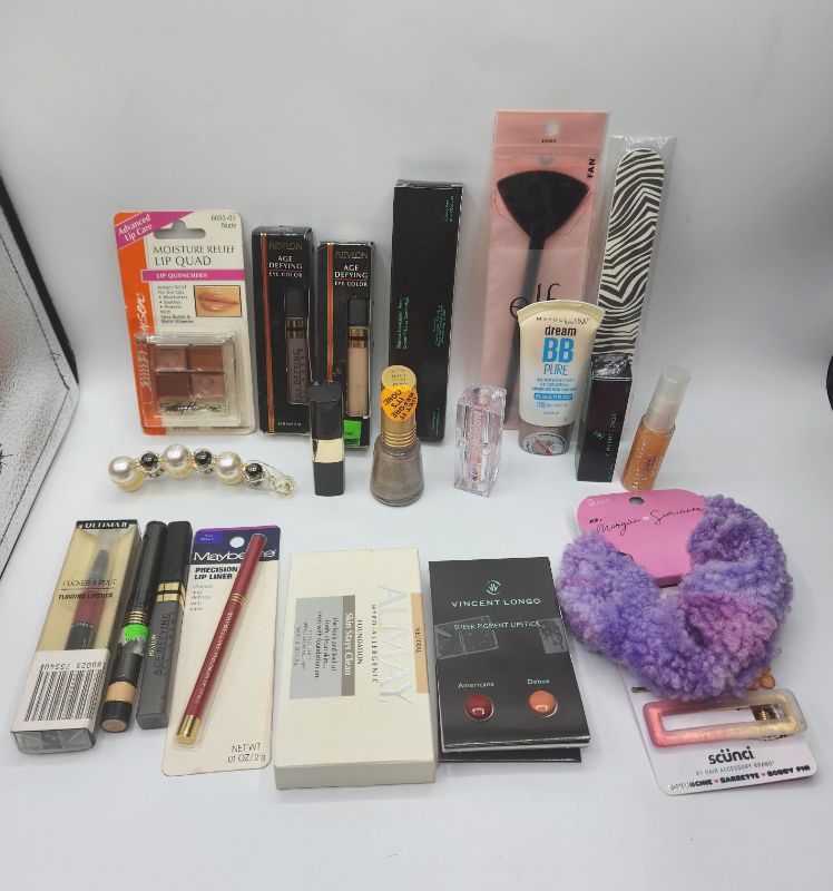 Photo 1 of Miscellaneous Variety Brand Name Cosmetics Including (( Almay, Maybelline, Sally Hansen, Revlon, Elf, Vincent Longo, Blossom, Ultima II)) Including Discontinued Makeup Products
