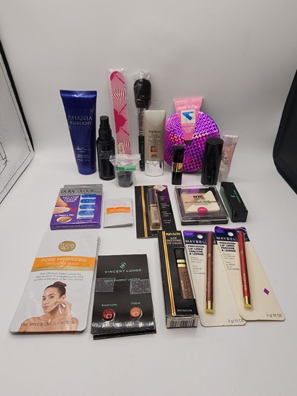 Photo 1 of Miscellaneous Variety Brand Name Cosmetics Including (( NYC, Vincent Longo, Shania Starlight, Sally Hansen, Revlon, DuraColur, Miss Spa, Maybelline, Blossom))  Including Discontinued Makeup Products