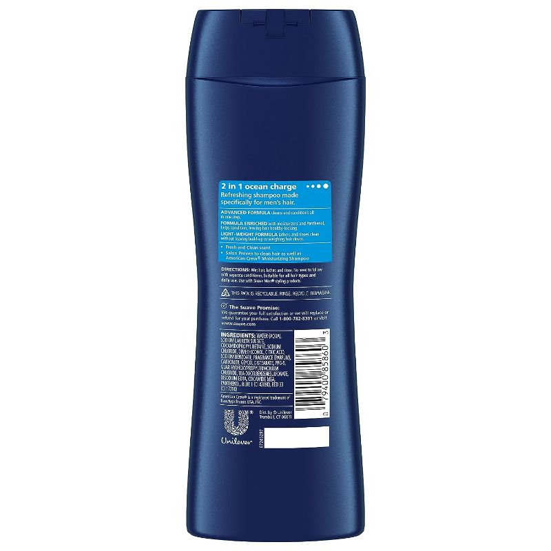 Photo 2 of Suave Men 2 in 1 Shampoo and Conditioner, Ocean Charge, 12.6 Fl Oz (Pack of 2)