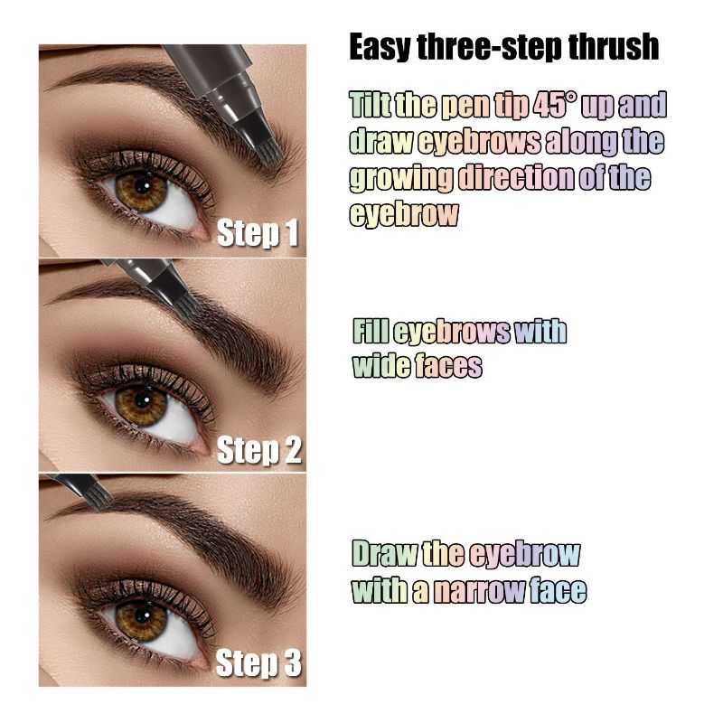 Photo 3 of 6 Pack Apooliy Eyebrow Tattoo Pen Waterproof Microblading Eyebrow Pencil with a Micro-Fork Tip Applicator Creates Natural Looking Brows Effortlessly