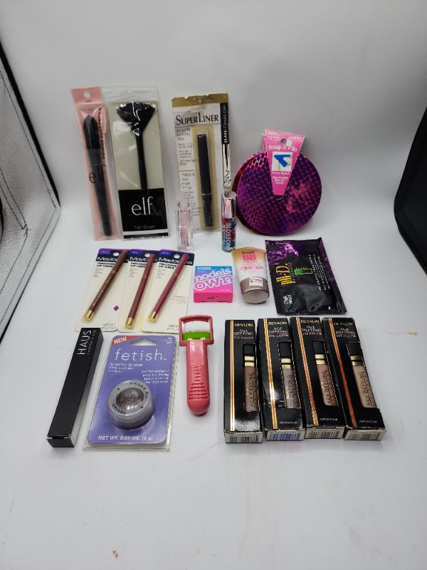 Photo 1 of Miscellaneous Variety Brand Name Cosmetics Including (( Sally Hansen, Elf, Fetish,  Loreal, Maybelline, PH-D, Models Own, Revlon, Haus, Blossom)) Including Discontinued Makeup Products