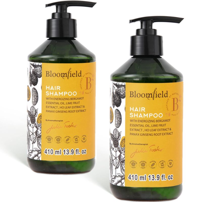 Photo 1 of Bloomfield Hair Shampoo for Dry, Brittle Hair Protects, Restores & Hydrates Aromatic Refreshing & Ginseng Nourishing Shampoo with Natural Plant Extract (Set of 2) 820 ml 27.8 Fl. Oz