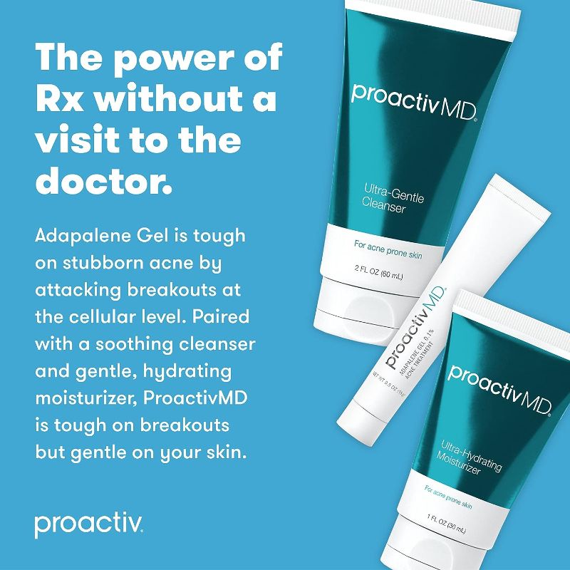 Photo 2 of 
ProactivMD Adapalene Gel Acne Kit - with Adapalene Gel Acne Treatment, Green Tea Face Cleanser, and Moisturizer with Hyaluronic Acid- 30 Day Kit