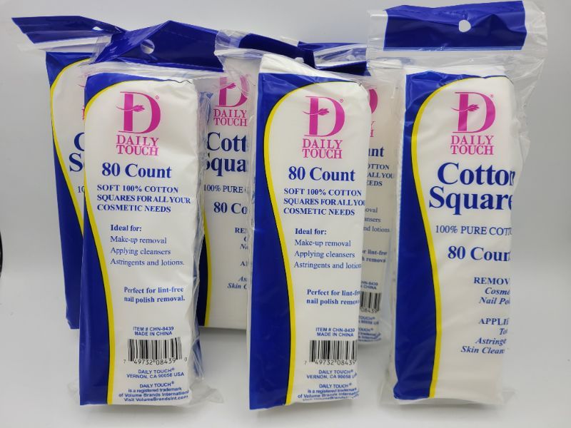 Photo 1 of  6 Pack Bundle Premium Cotton Squares (80 Count Per Bag) | Facial Wipes Cleansing Exfoliating Sensitive Skin