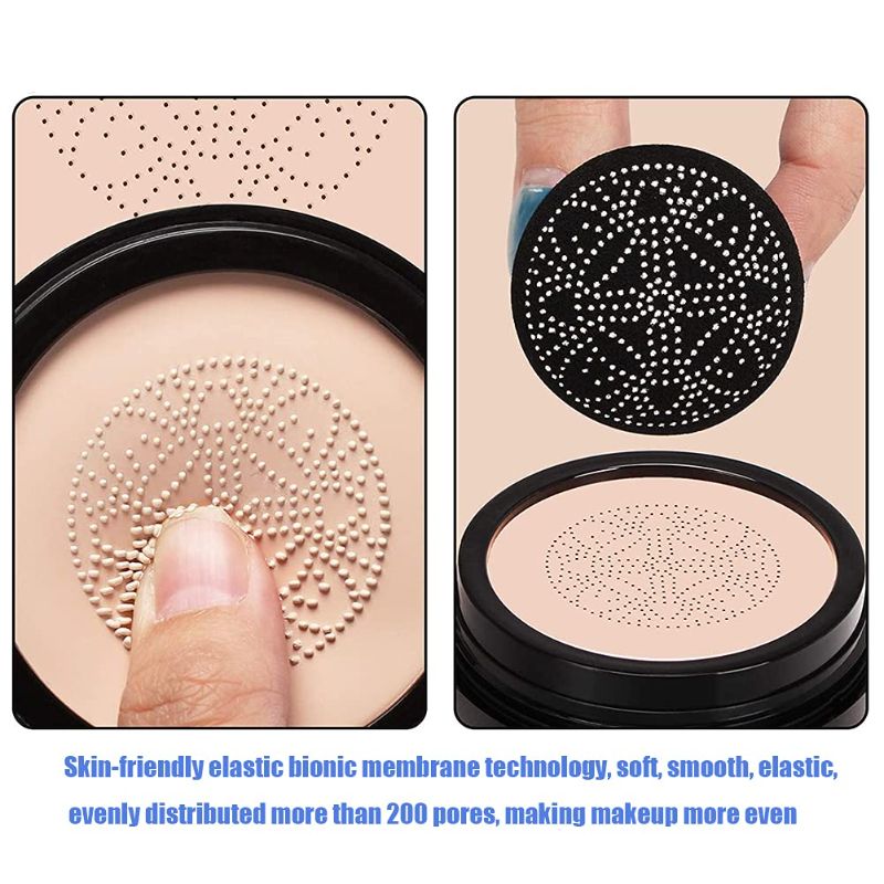 Photo 2 of Mushroom Head Air Cushion CC Cream, CC Cream Foundation, Moisturizing BB Cream Foundation Long-Lasting Coverage of Blemishes, Matte Even Skin Tone Nude Makeup Base Primer(02#, Natural)