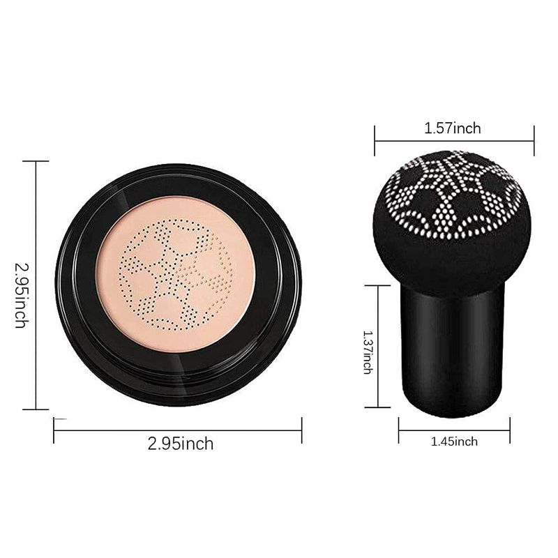 Photo 4 of Mushroom Head Air Cushion CC Cream, CC Cream Foundation, Moisturizing BB Cream Foundation Long-Lasting Coverage of Blemishes, Matte Even Skin Tone Nude Makeup Base Primer(02#, Natural)